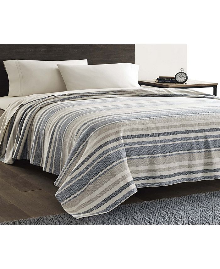 Eddie Bauer Herringbone Stripe Blue Full/Queen Blanket & Reviews