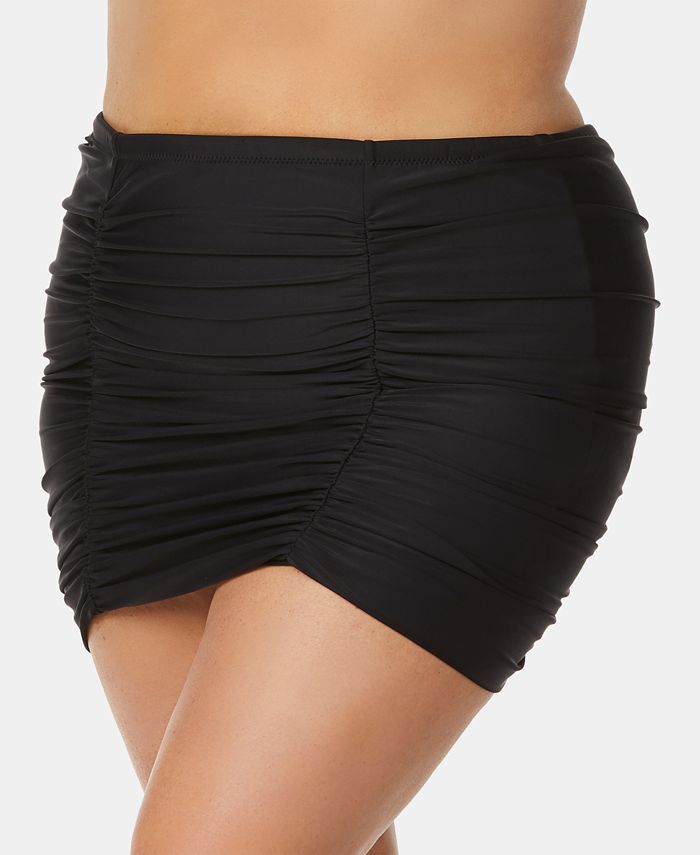 Raisins Curve Trendy Plus Size Ruched Tummy-Control Swim Skirt ...