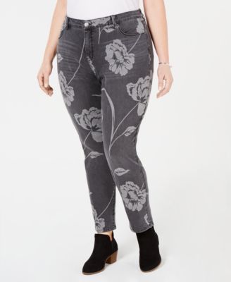 plus size printed jeans