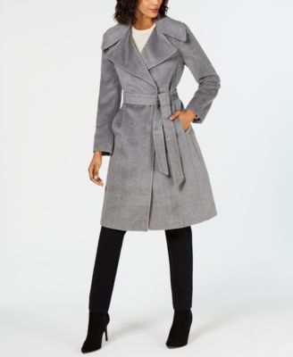 calvin klein notch collar wrap coat