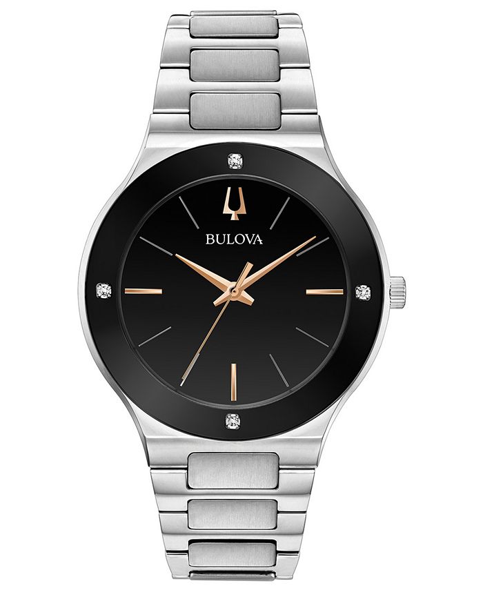 Bulova Men's Futuro Diamond-Accent Stainless Steel Bracelet Watch 43mm