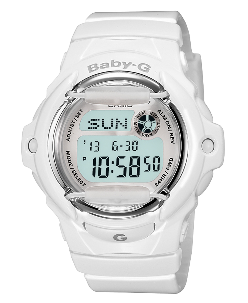 Baby G Watch, Womens Digital White Resin Strap 46x43mm BG169R 7A