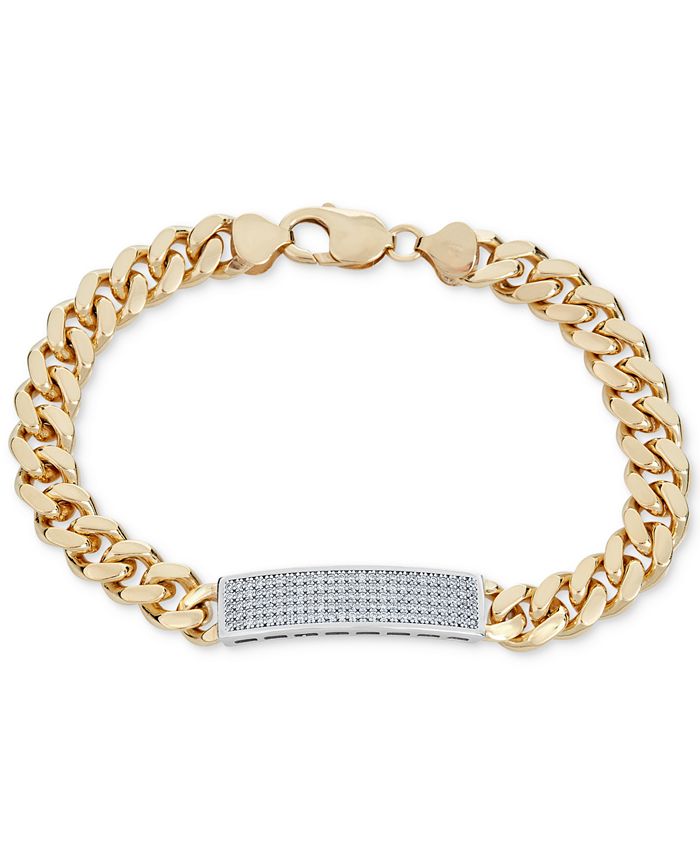 Macy's Men's Diamond (1 ct. t.w.) ID Bracelet in 18k GoldPlated