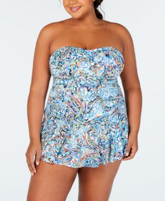 plus size strapless swimdress