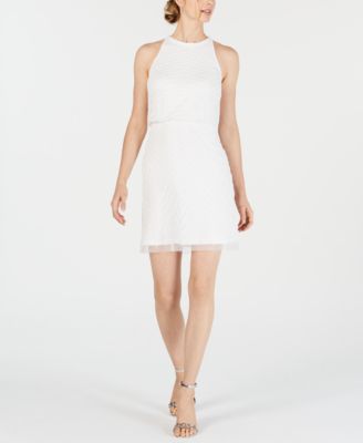 adrianna papell embellished halter sheath dress