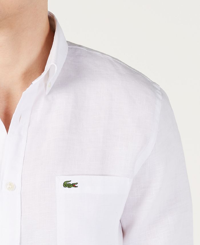 Lacoste Men's Regular Fit Long Sleeve Linen Pocket Shirt & Reviews ...