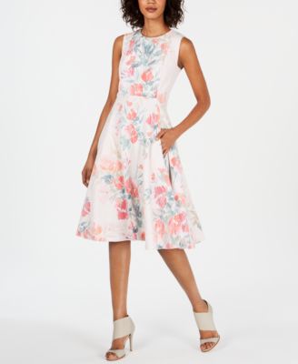 macy's calvin klein fit and flare dress