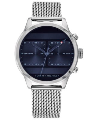 tommy hilfiger black stainless steel mesh bracelet watch