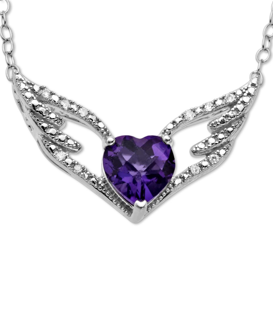 Sterling Silver Necklace, Amethyst (1 1/8 ct. t.w.) and Diamond Accent