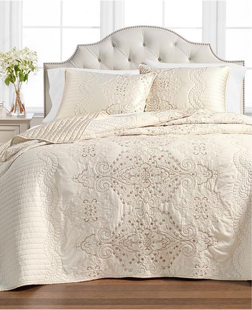 Martha Stewart Collection Column Embroidery Bedspread And Sham Collection Created For Macy S Reviews Quilts Bedspreads Bed Bath Macy S