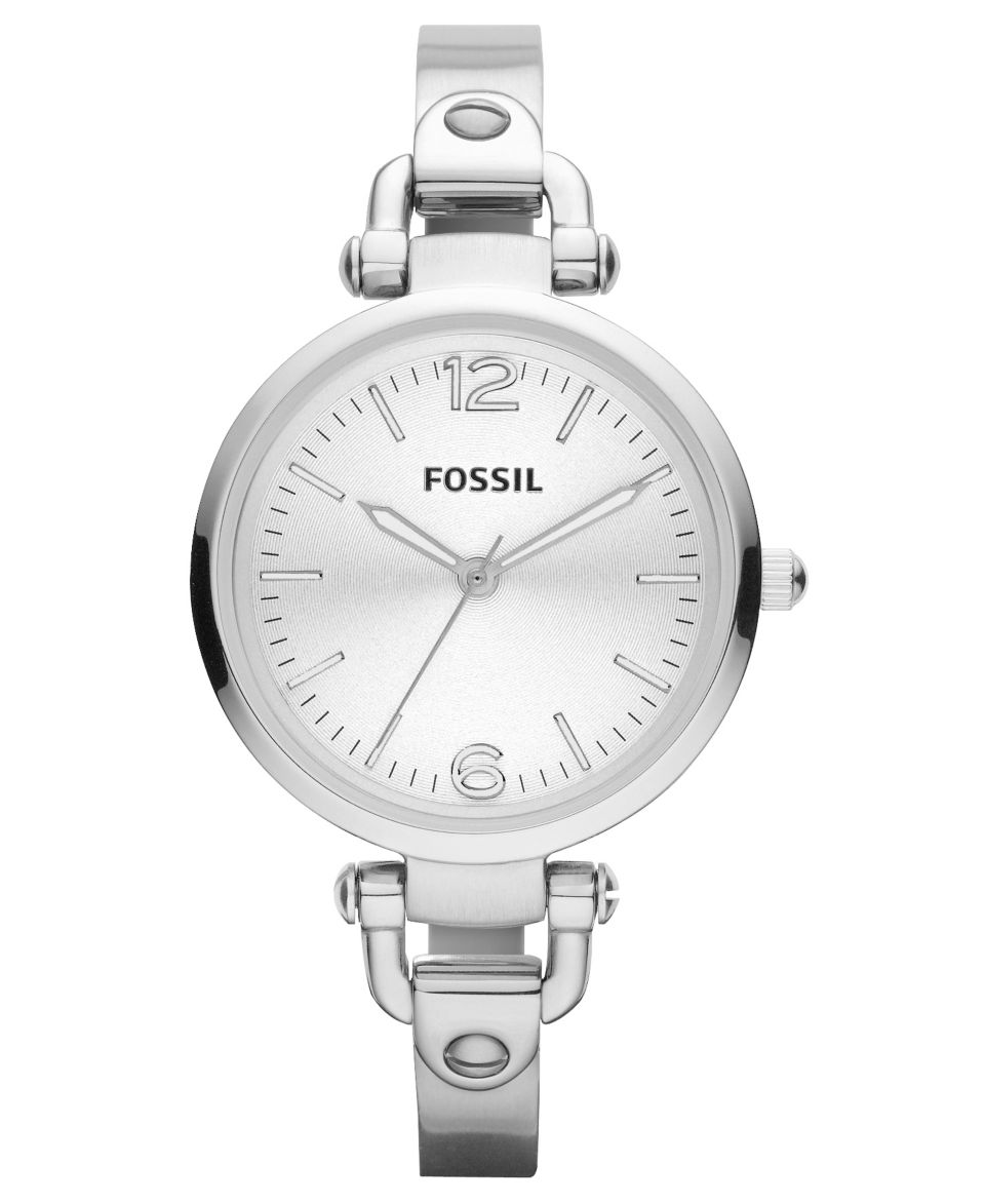 Fossil Watch, Womens Georgia White Leather Cuff Strap 32mm ES2829