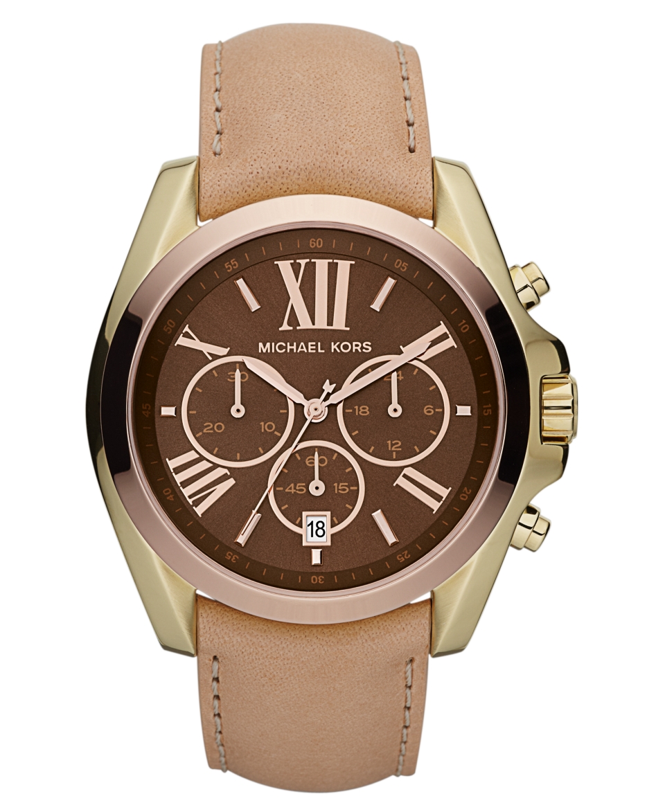 Michael Kors Womens Chronograph Bradshaw Chocolate Vachetta Leather Strap Watch 43mm MK5630   Watches   Jewelry & Watches