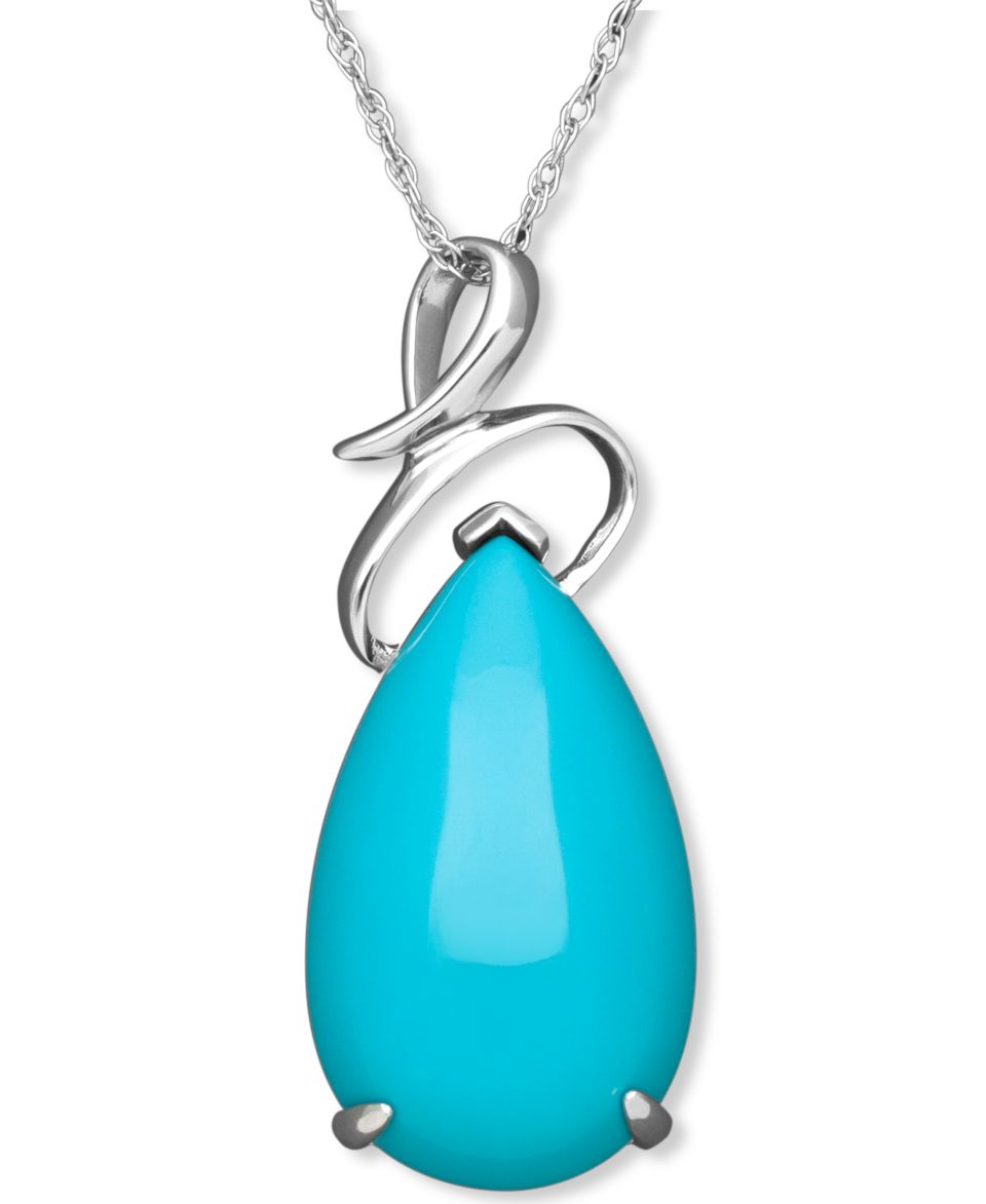 Sterling Silver Necklace, Turquoise Teardrop Pendant (15 24mm)