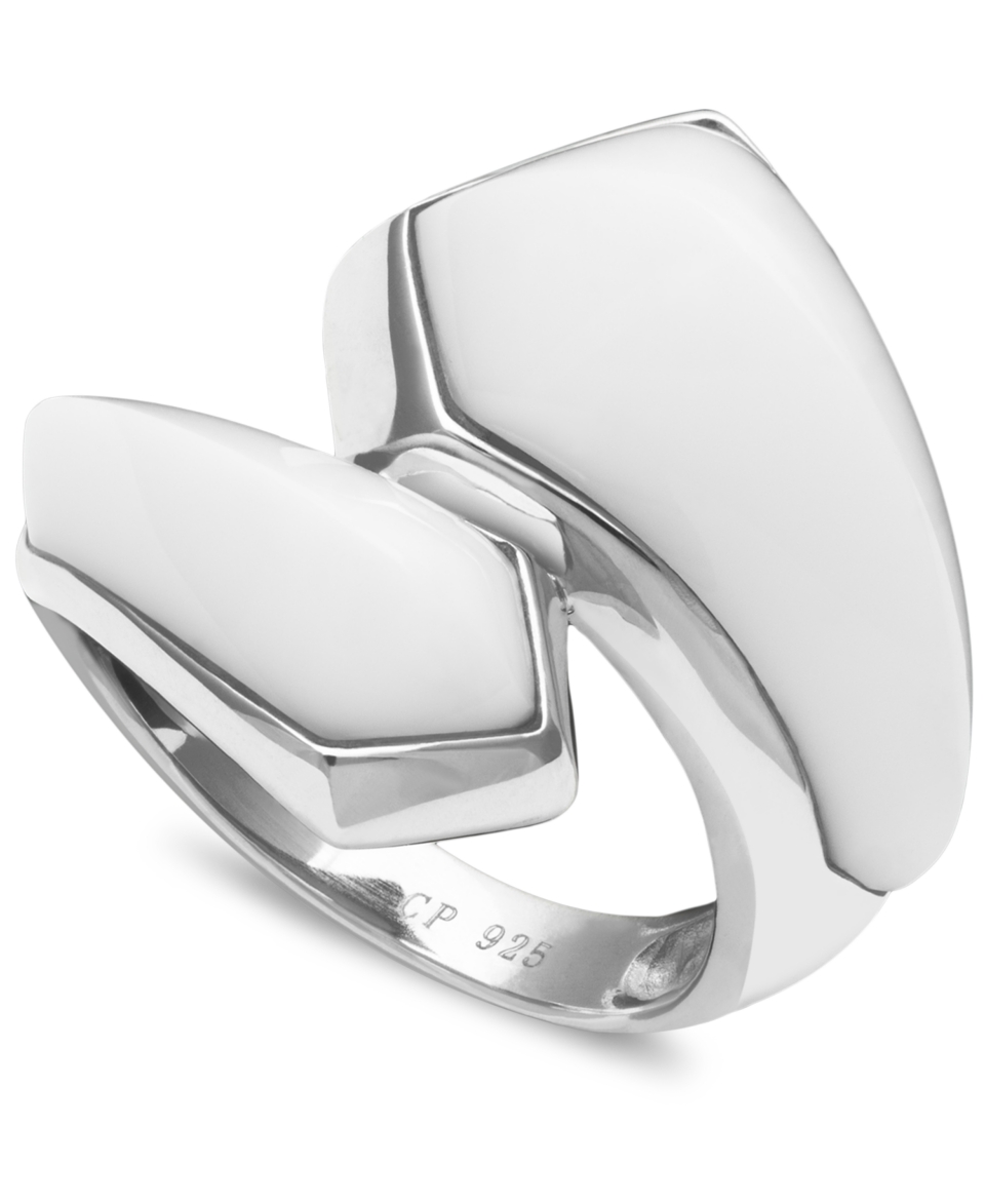 Sterling Silver Ring, White Agate Crossover Ring (8 22mm)   Rings