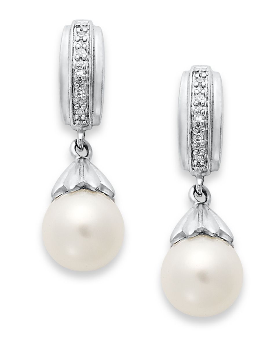 Sterling Silver Earrings, Cultured Freshwater Pearl (7 7 1/2mm) and