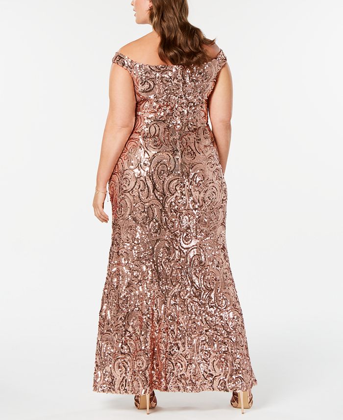off shoulder sequin gown