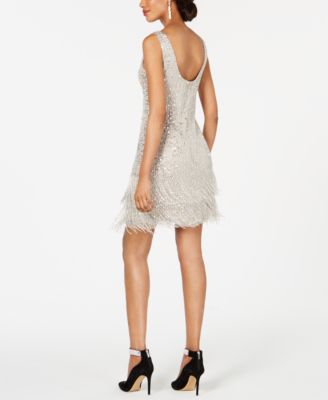 adrianna papell beaded fringe short dress