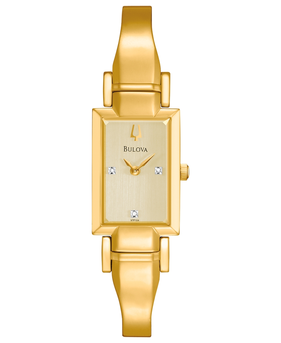 Bulova Watch, Womens Gold Tone Diamond Accent Bangle Bracelet 18mm
