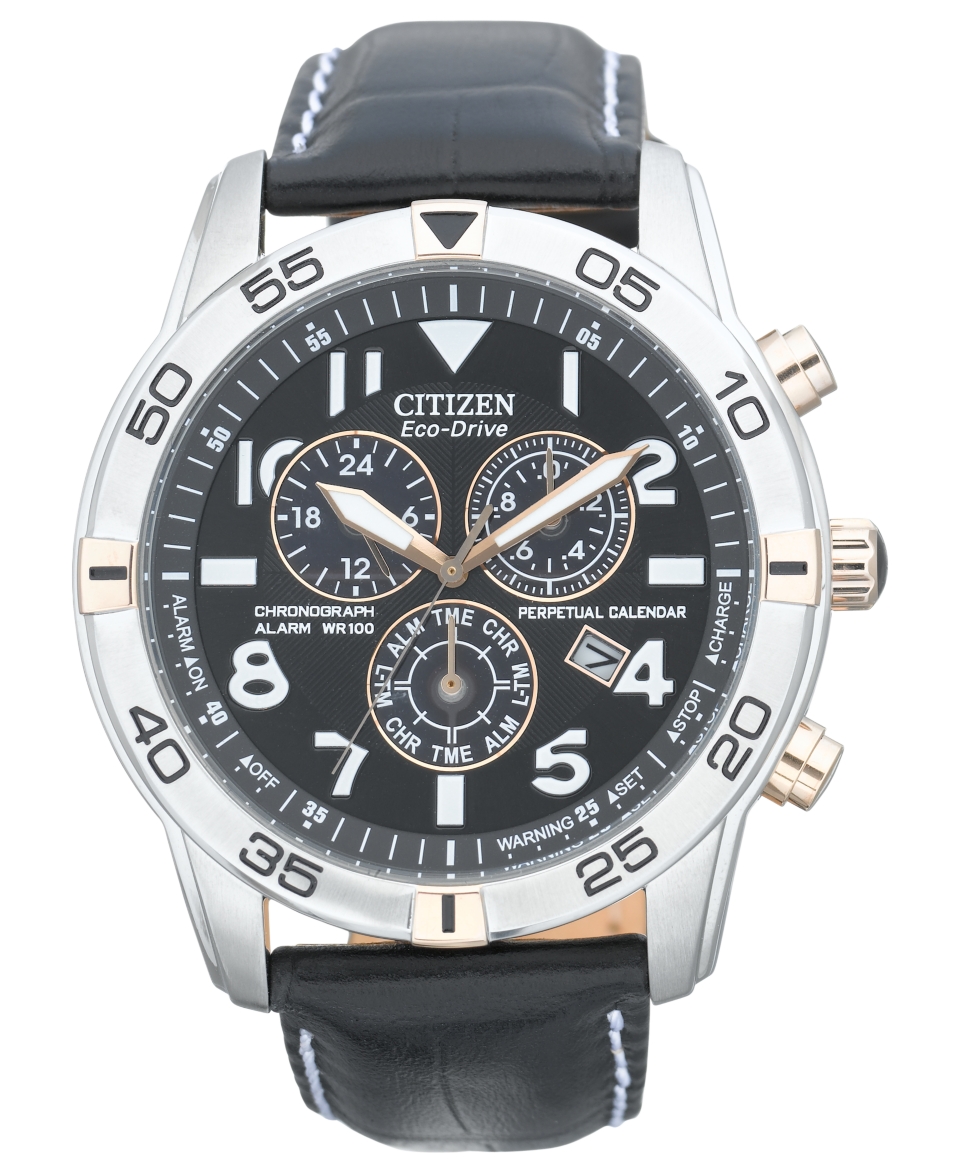 Citizen Watch, Mens Eco Drive Perpetual Calendar Chronograph Black