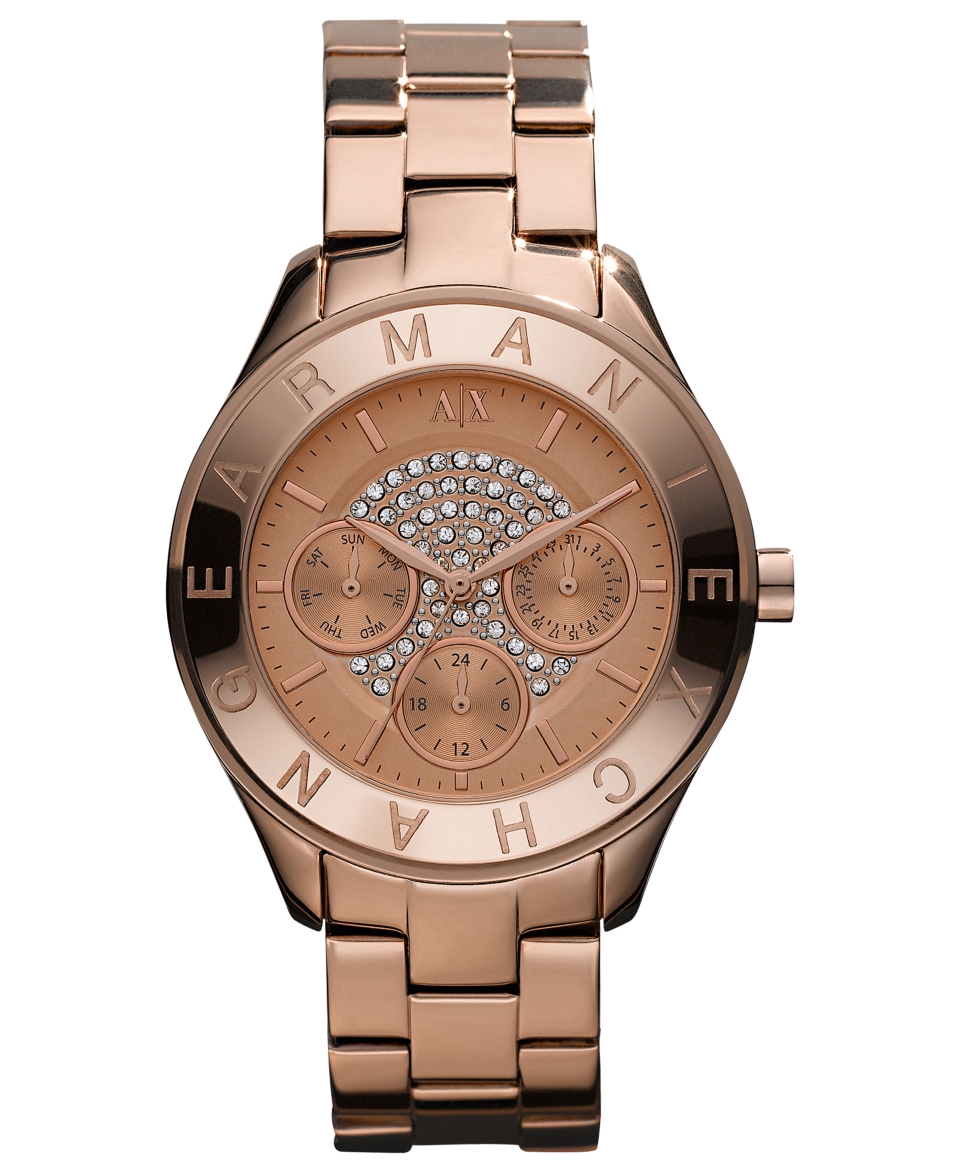 Armani Exchange Watch, Womens Rose Gold Tone Stainless Steel