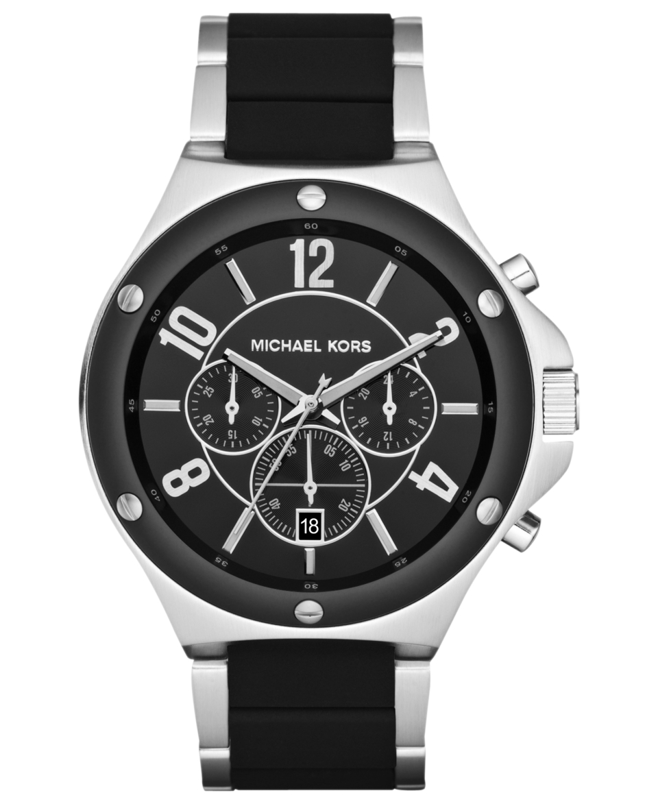 Michael Kors Watch, Mens Chronograph Rocktop Black Silicone and