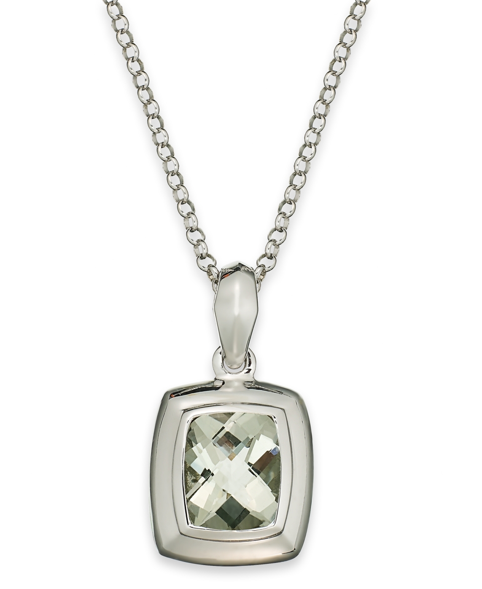 Sterling Silver Pendant, Green Quartz Cushion Pendant (5 ct. t.w