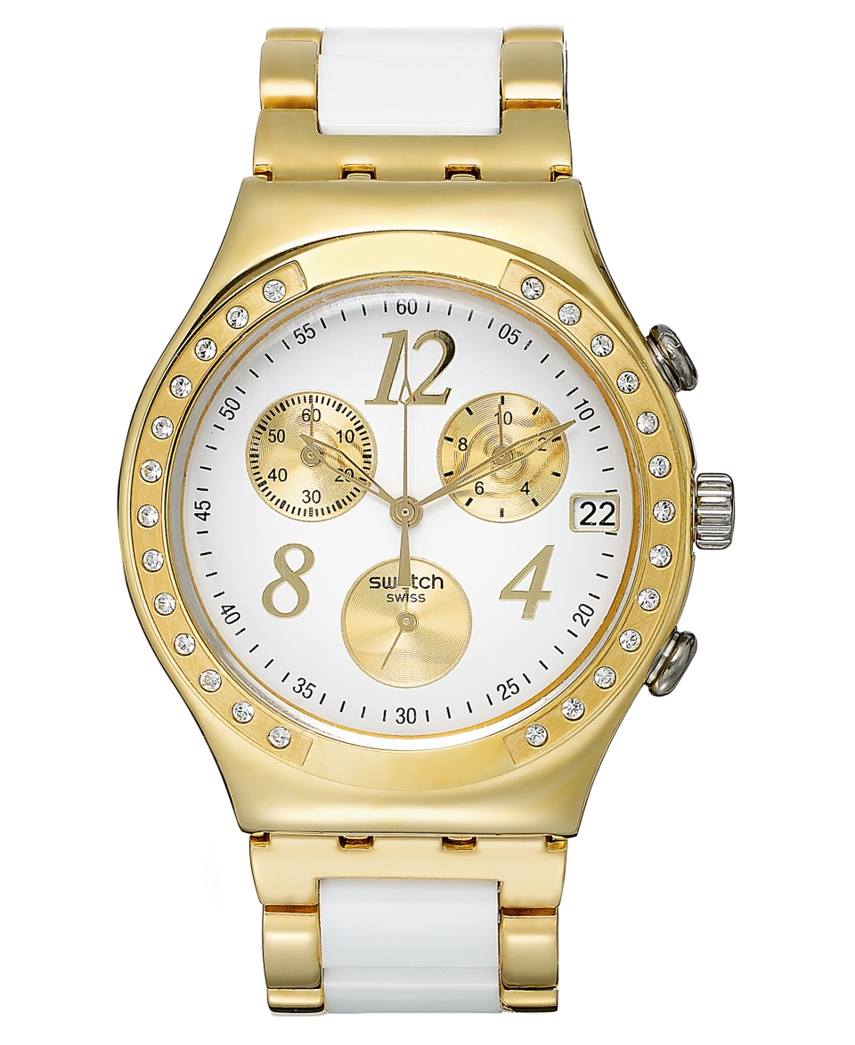 Swatch Watch, Womens Swiss Chronograph Dreamwhite White Nylon and