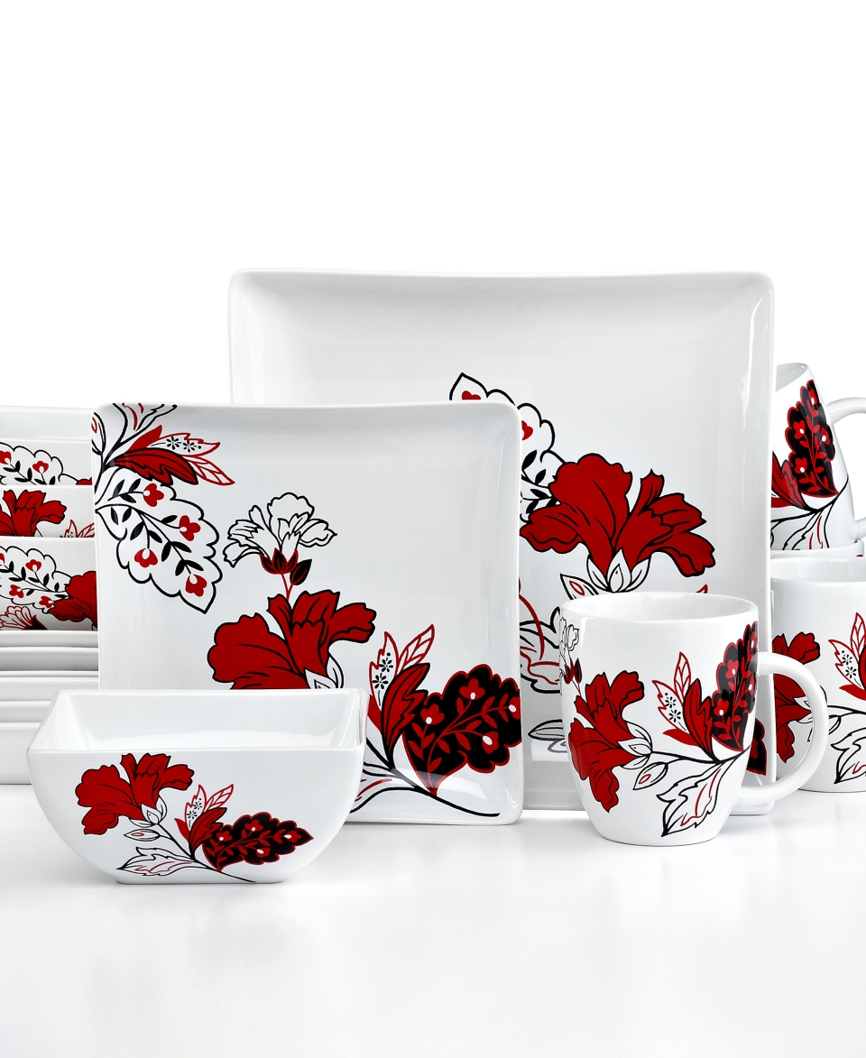 222 Fifth Dinnerware, Velvet Bouquet 16 Piece Set   Casual Dinnerware