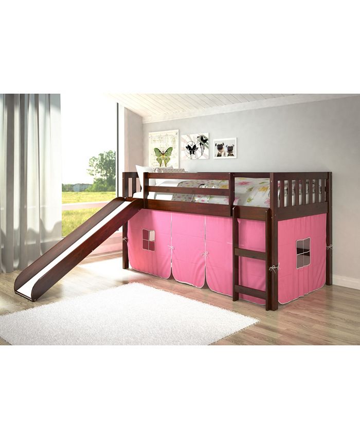 Donco Kids Twin Mission Tent Loft Bed With Slide Reviews Furniture Macy S