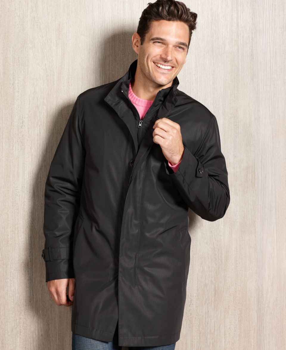 Calvin Klein Coat, Keagan Black Raincoat   Mens Coats & Jackets   