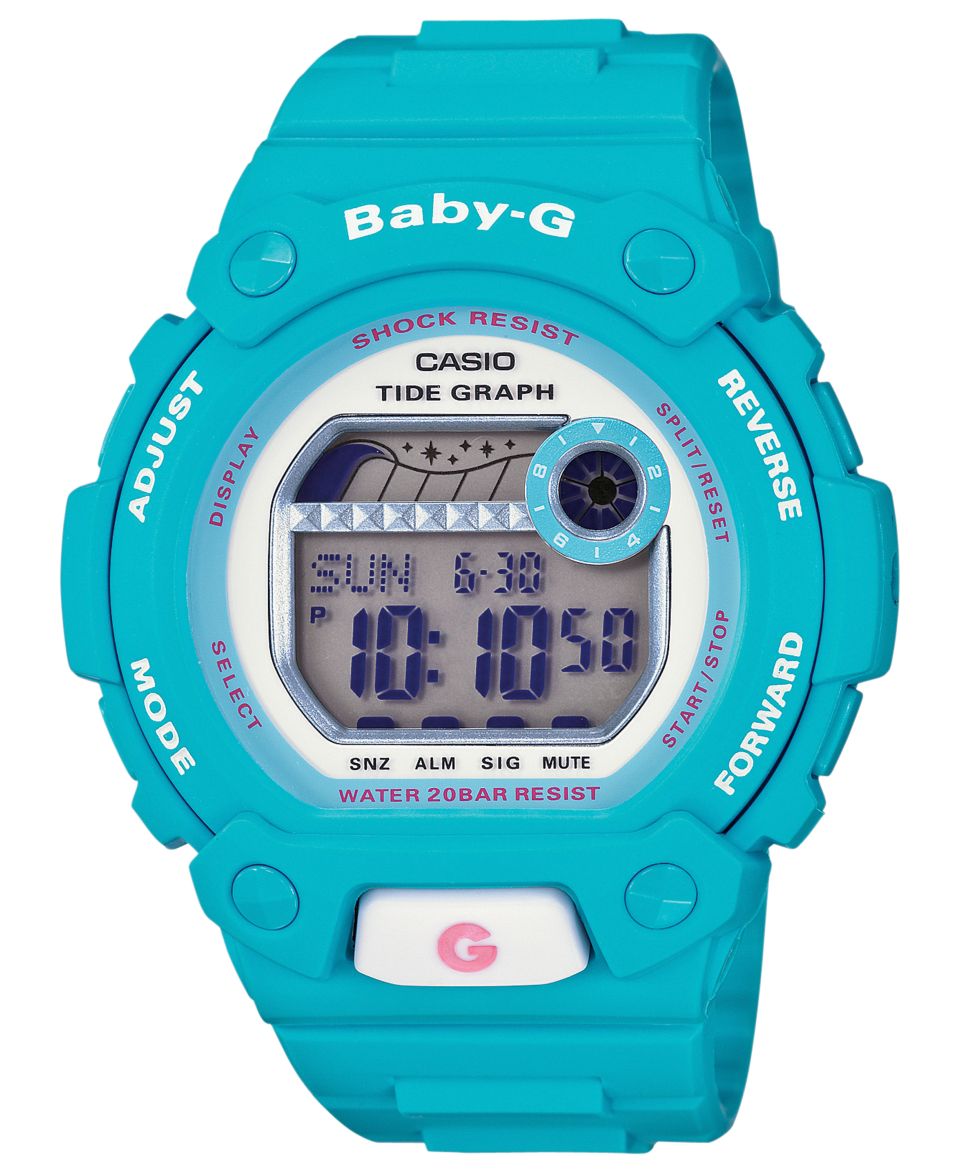 Baby G Watch, Womens Digital Tidegraph Blue Resin Strap 42x45mm