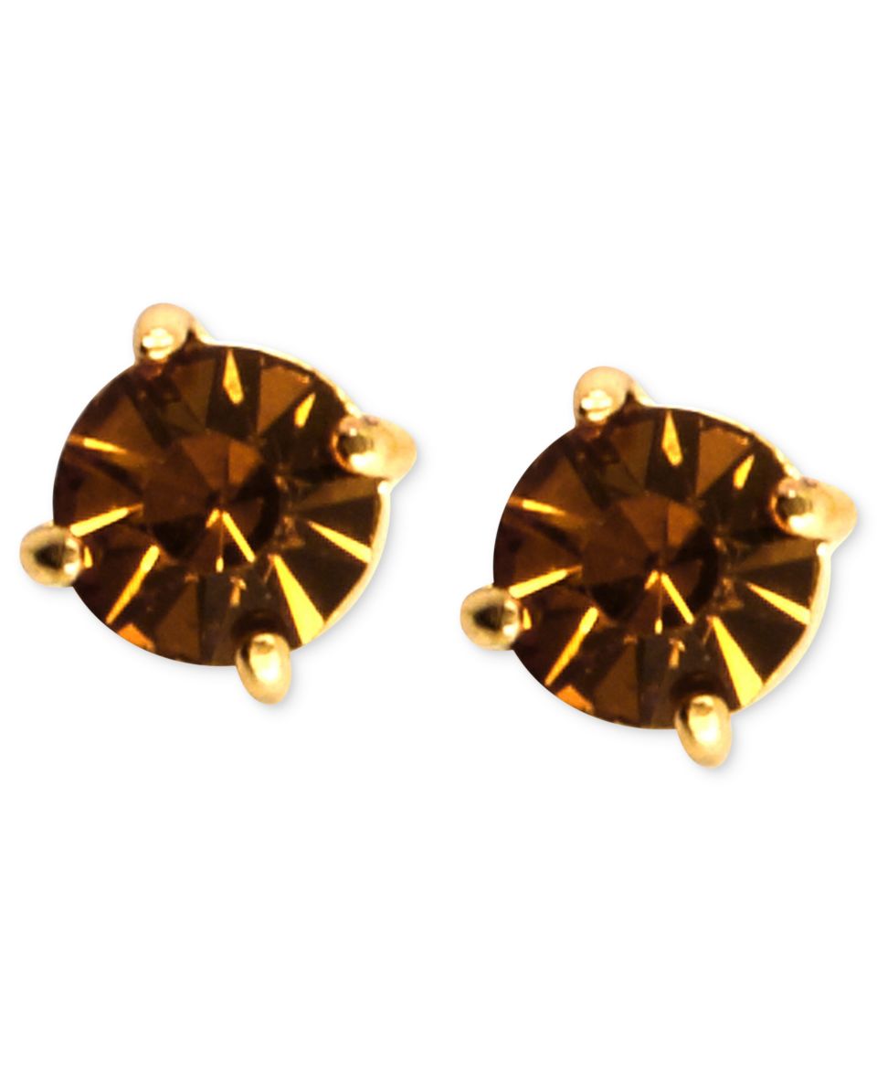 Anne Klein Earrings, Gold tone Topaz Cubic Zirconia Stud Earrings