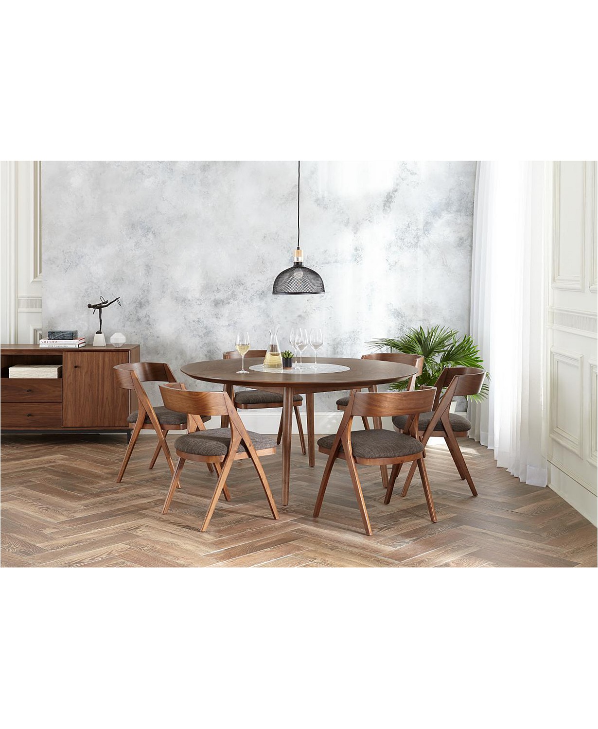 Oslo Dining Furniture, 7-Pc. Set (Lazy Susan Table & 6 Side Chairs)
