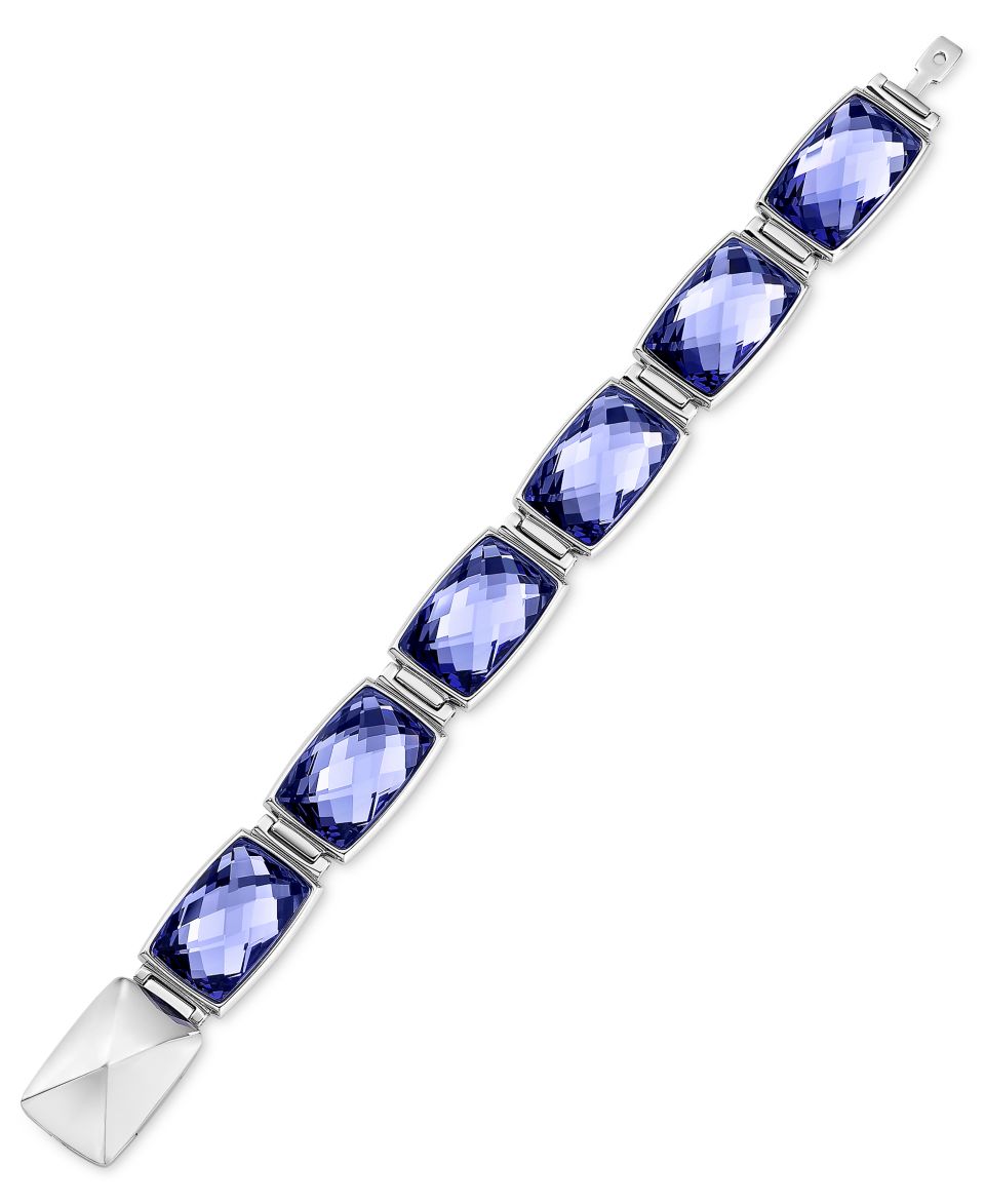 Swarovski Necklace, Rhodium Plated Tanzanite Pendant   Fashion Jewelry