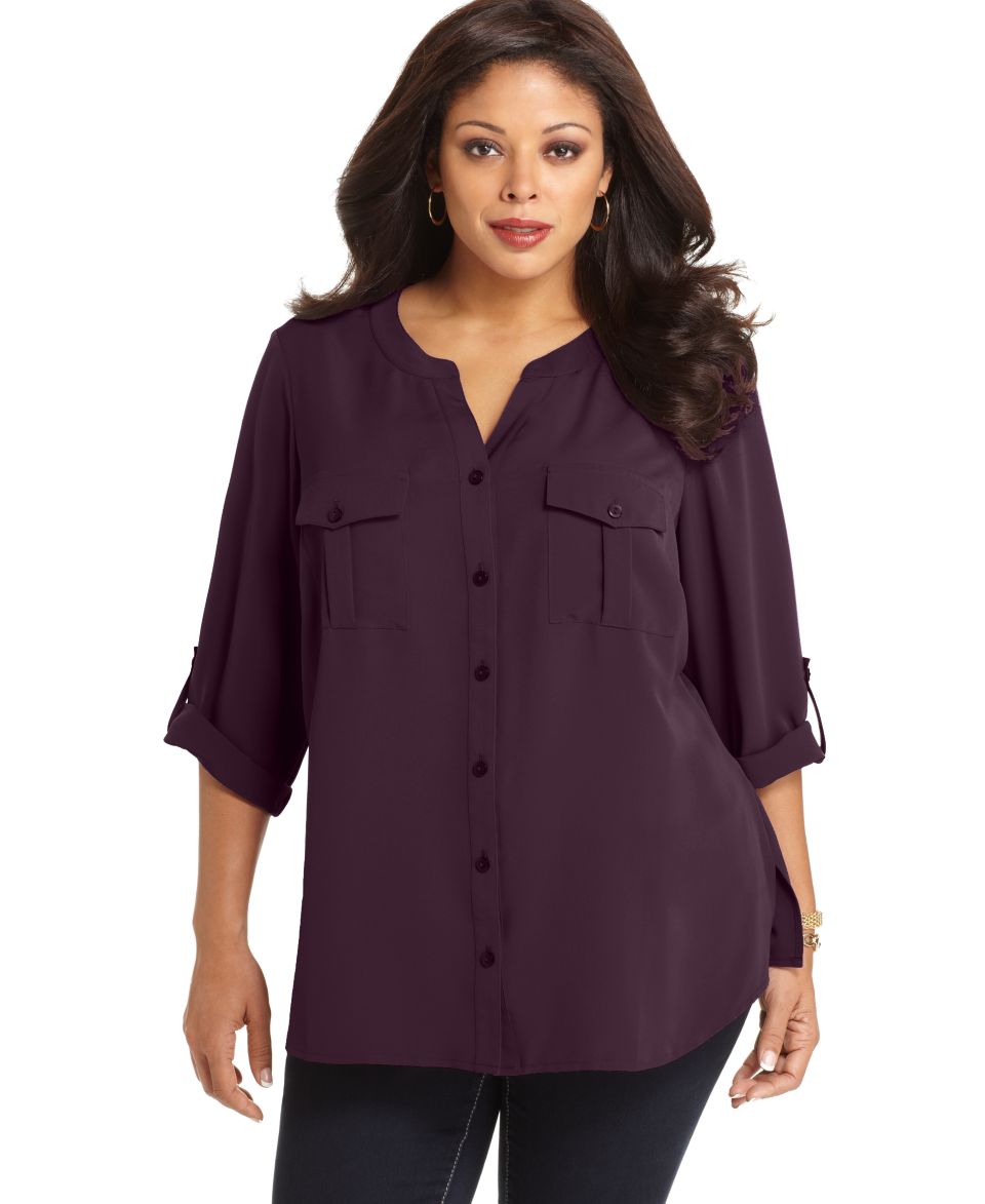 Style&co. Plus Size Shirt, Long Sleeve Snakeskin Print