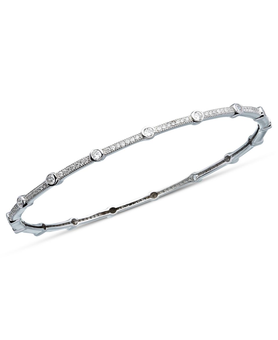 CRISLU Bracelet, Platinum Over Sterling Silver Cubic Zirconia Bangle Bracelet (2 1/2 ct. t.w.)   Fashion Jewelry   Jewelry & Watches