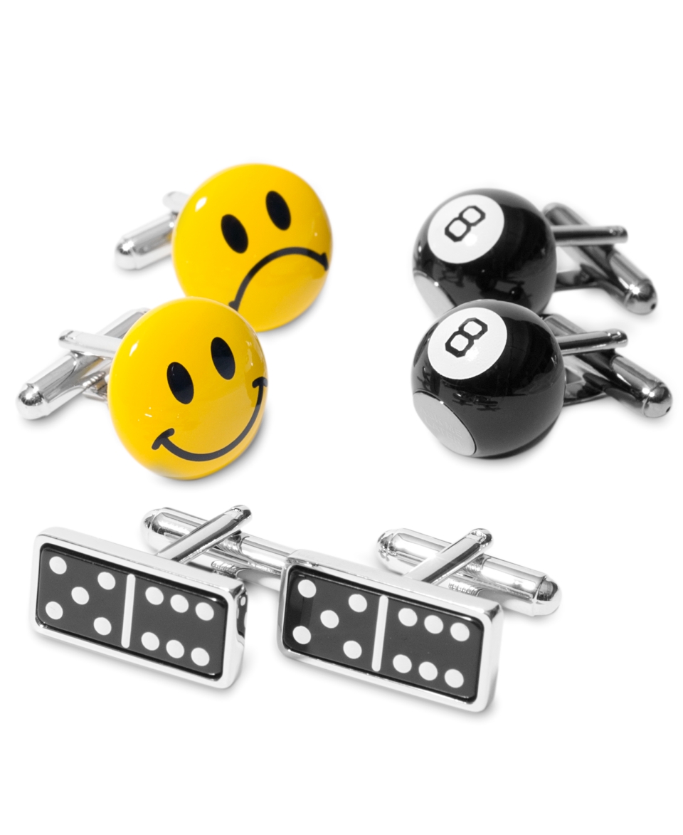 Geoffrey Beene Cufflinks, Face Magic 8 Domino Novelty Cufflinks