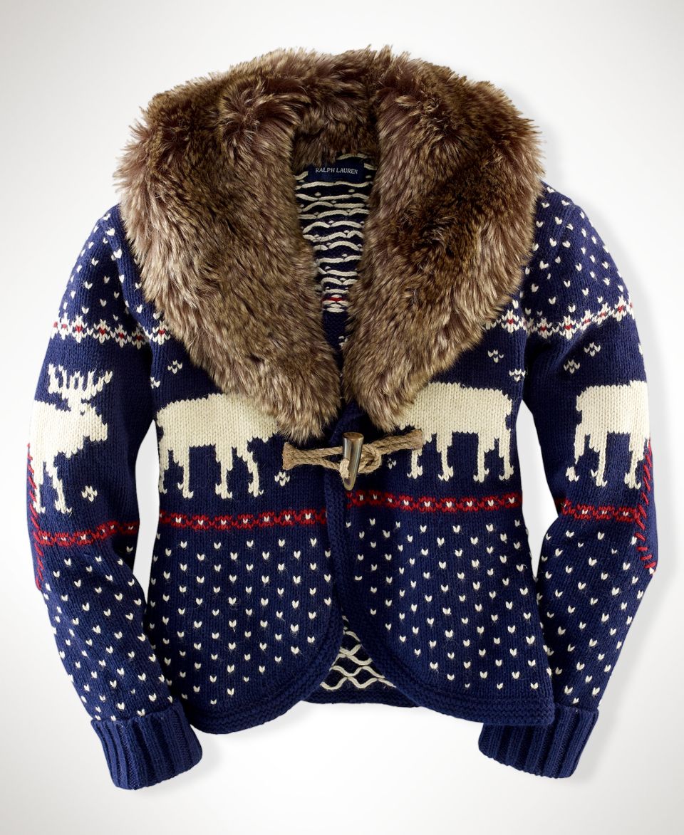 Ralph Lauren Kids Sweater, Girls Holiday Moose Cardigan