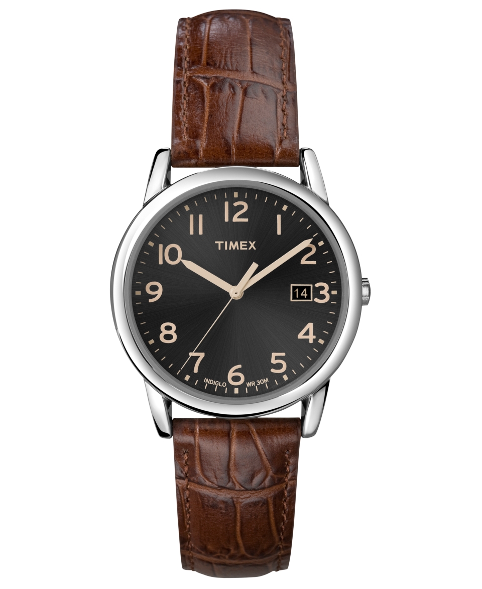 Timex Watch, Mens Dark Brown Leather Strap 35mm T2N948UM   All