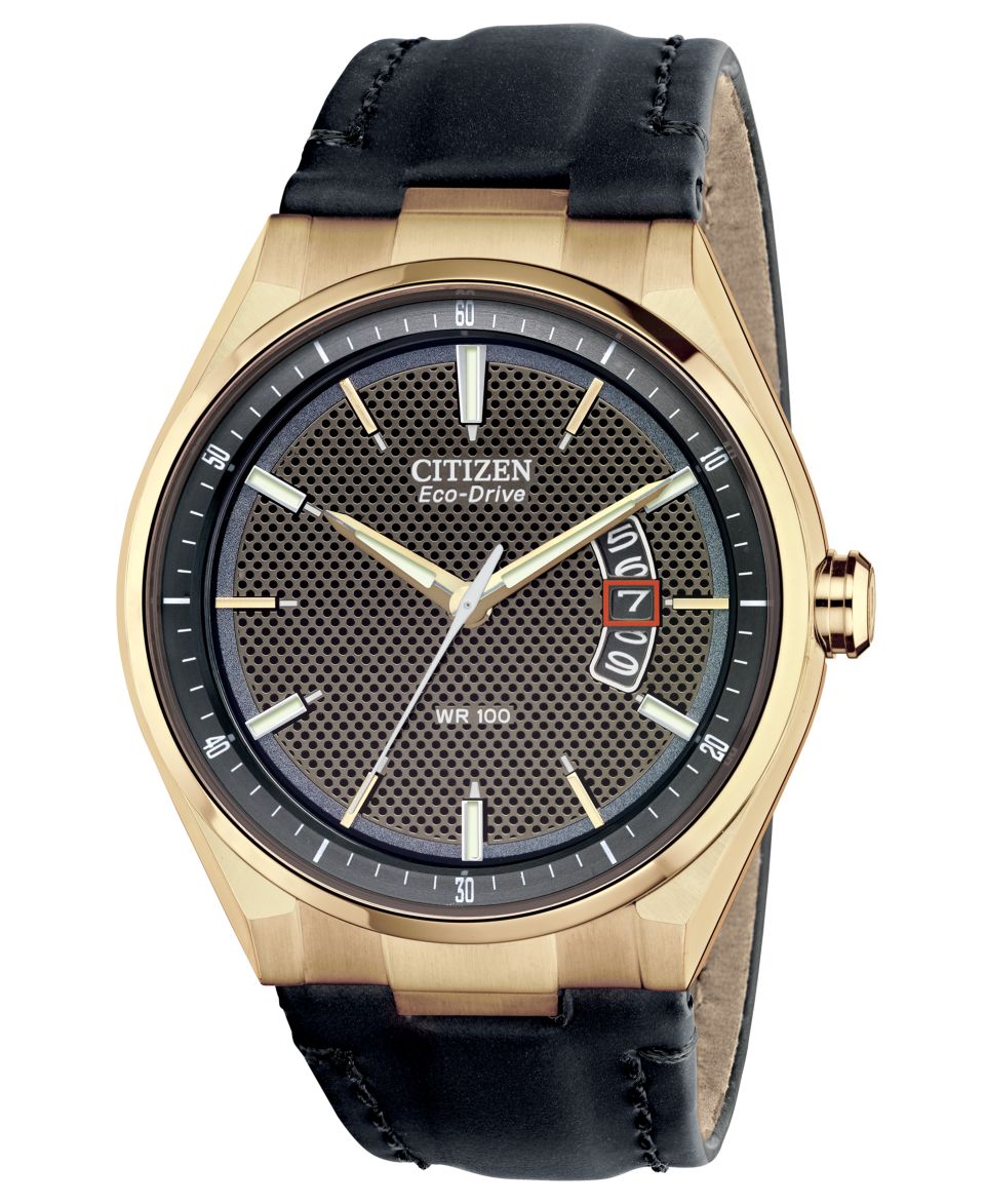 Citizen Watch, Mens Drive from Citizen Eco Drive Black Leather Strap