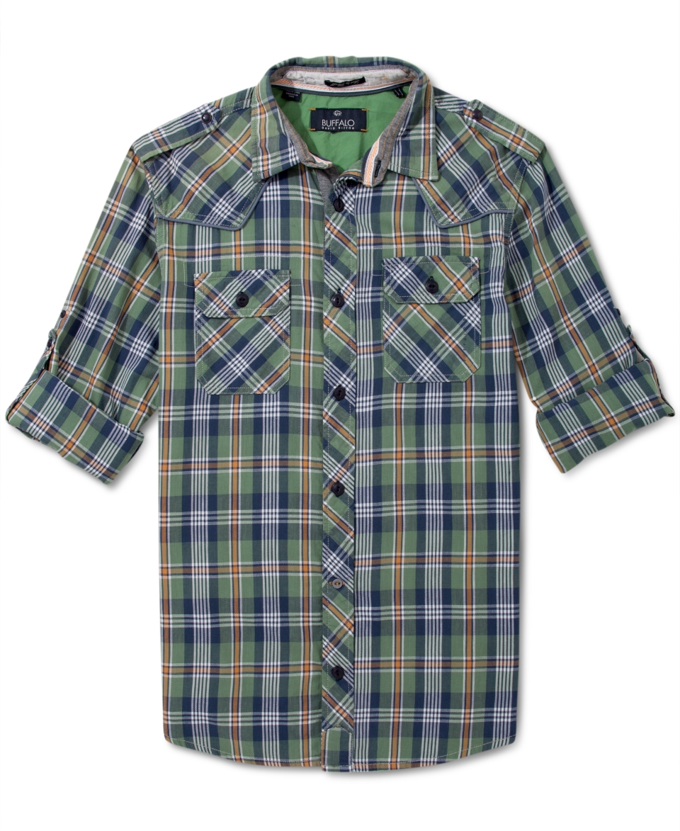 Buffalo David Bitton Shirt, S Alext Plaid Long Sleeve Shirt