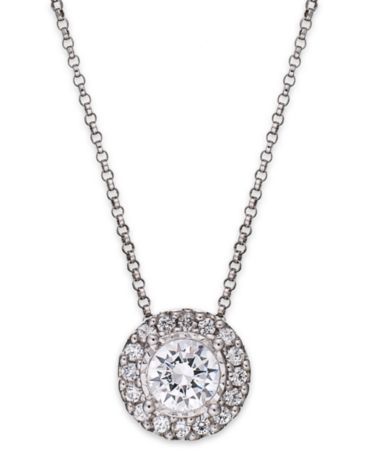 TruMiracle® Diamond Halo Pendant Necklace in 14k White Gold (1/2 ct. t ...