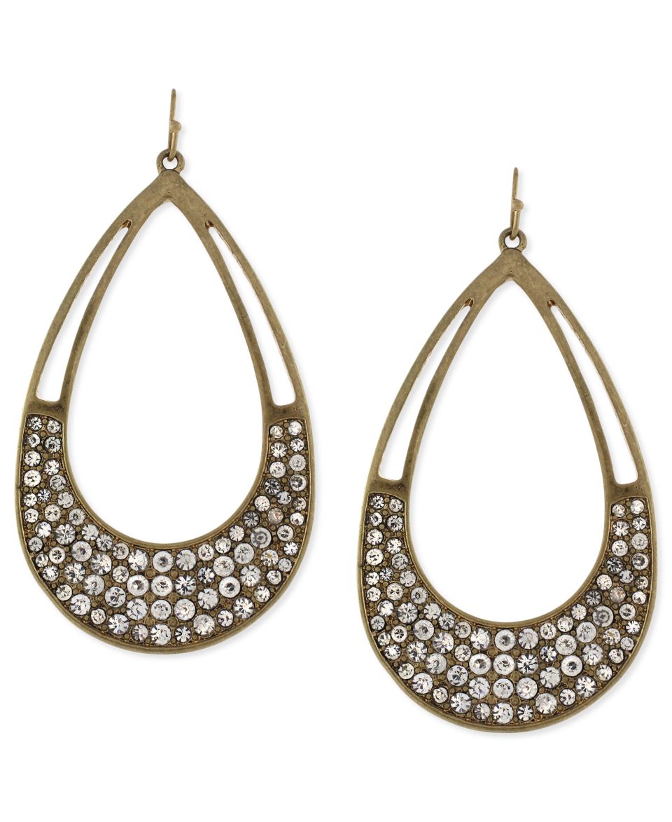 Jessica Simpson Earrings, Silver Tone Crystal Pave Teardrop Earrings
