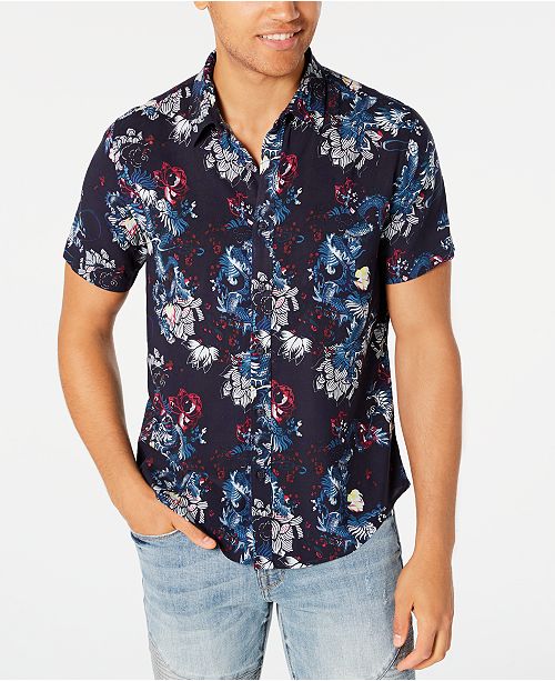 Guess Men S Guardian Floral Shirt Reviews Casual Button Down Shirts Men Macy S