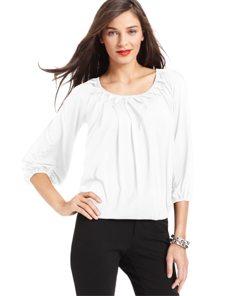 Kensie Top, Three Quarter Pocket Blouse   Womens Tops