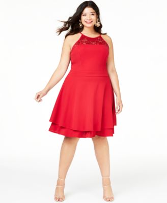 macy's plus size red dresses