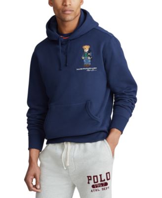 mens polo hoodie with bear