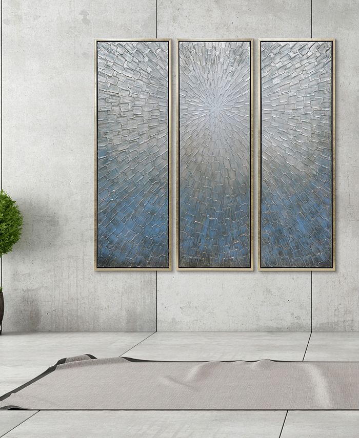 Empire Art Direct Silver Ice 3Piece Textured Metallic Hand Painted