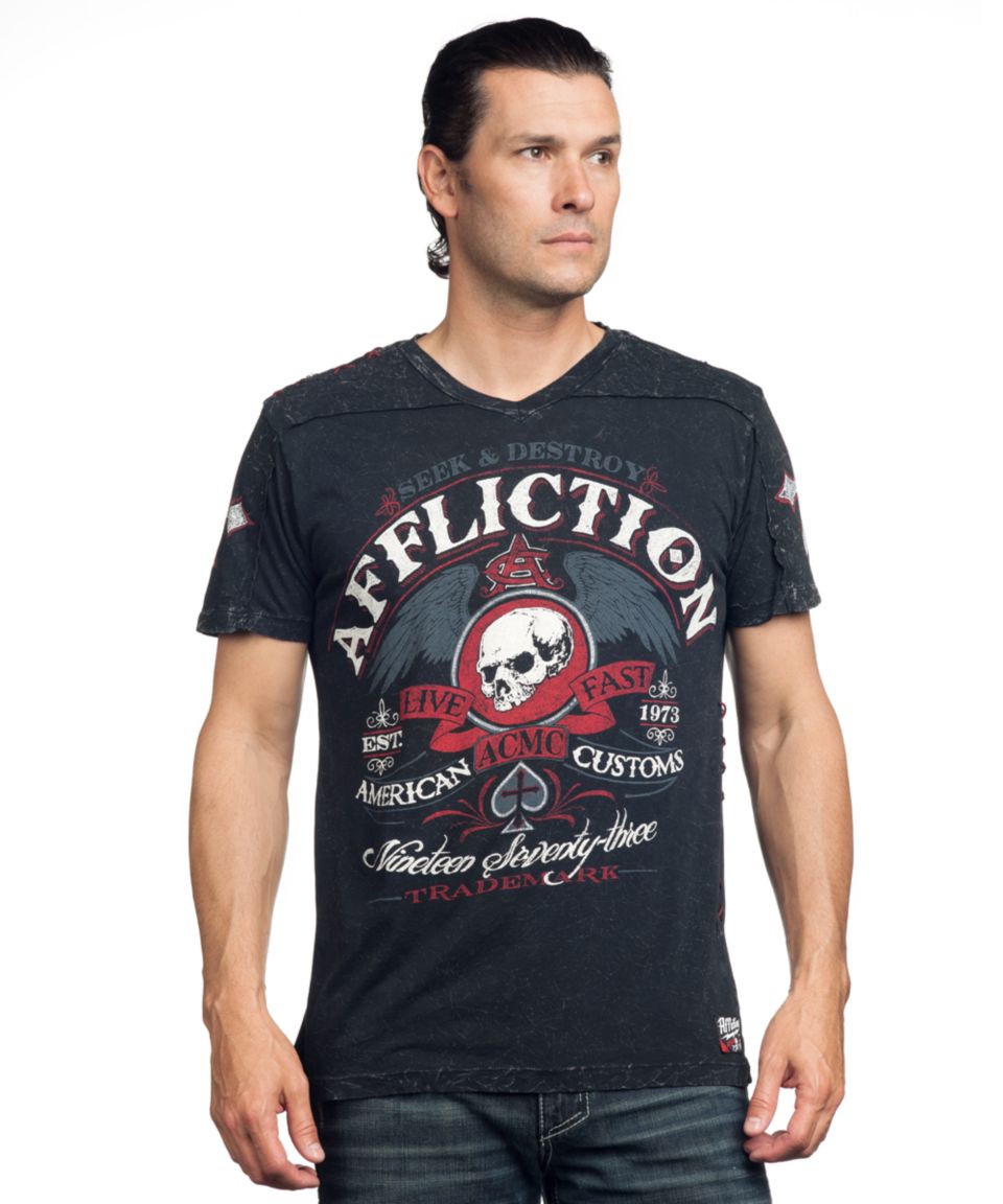 Affliction Shirt, Long Sleeve Plaid Embroidered Shirt   Mens Casual