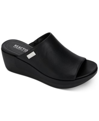 black slide platform sandals